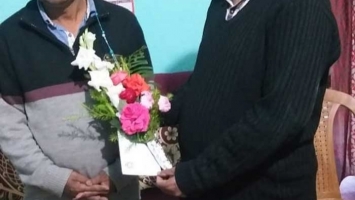 Dr.Amiya kumar Patra,Administrative Bursar is congratulating  our newly nominated President,GB, KUCHINDA COLLEGE, KUCHINDA  by the Govt of Odisha ,Mr.Hrudananda Sharma,An Eminent Advocate and a Poet  on behalf of the college.
